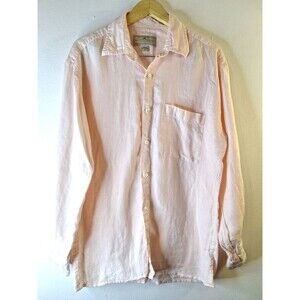 MADELEINE FINN Sporting Whites Linen Button Down Shirt Men's Sz L Coastal‎ Beach